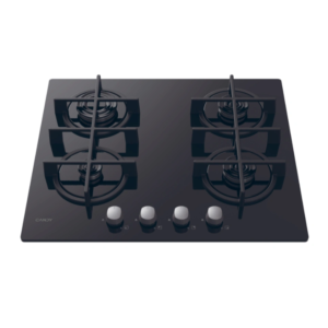 Table de cuisson encastrable CANDY 4 feux Wok Black Glass Thermocouple Commande frontale